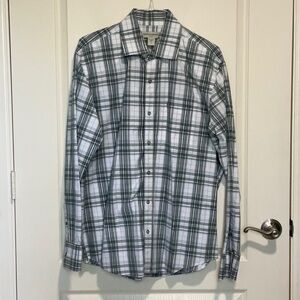 Men's XL Banana Republic Green Plaid Shirt with Snap Buttons